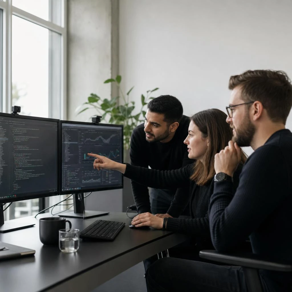 Webect Entwickler analysieren Code und Monitoringdaten